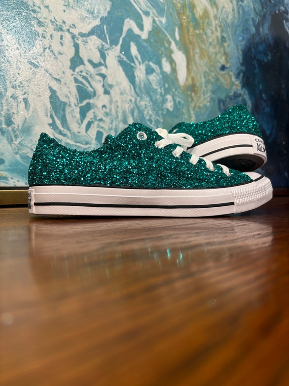 Converse All Stars autenticos. Converse con purpurina verde azulado. Converse con purpurina. Converse personalizados. Etsy Mexico