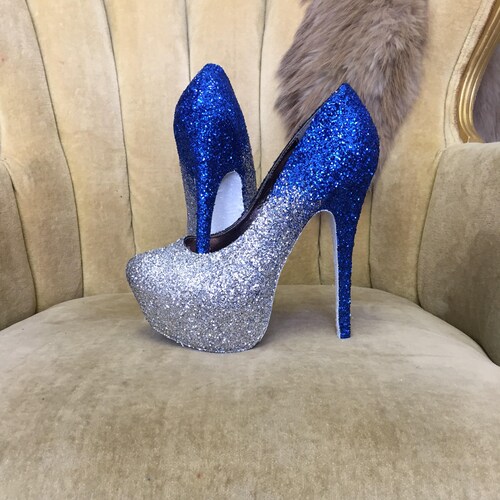 Custom Made Green and Silver Ombre Glitter High Heels. Tinker Etsy