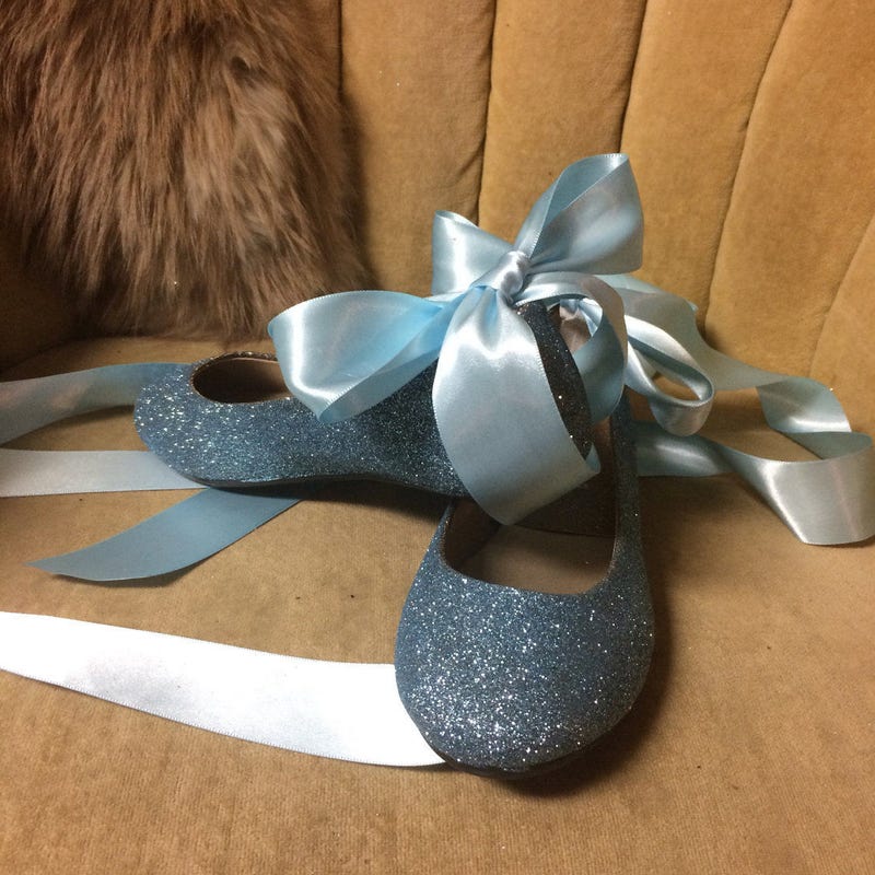 Buckled Blue Denim Ballet Flats