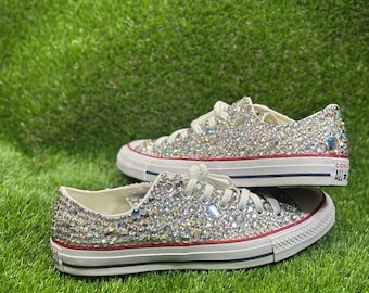 Crystal covered Converse low tops.