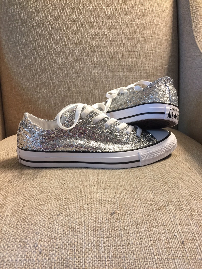 Authentic converse all stars in silver glitter. Custom made to | Etsy