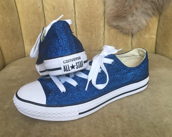 blue sparkly converse sneakers