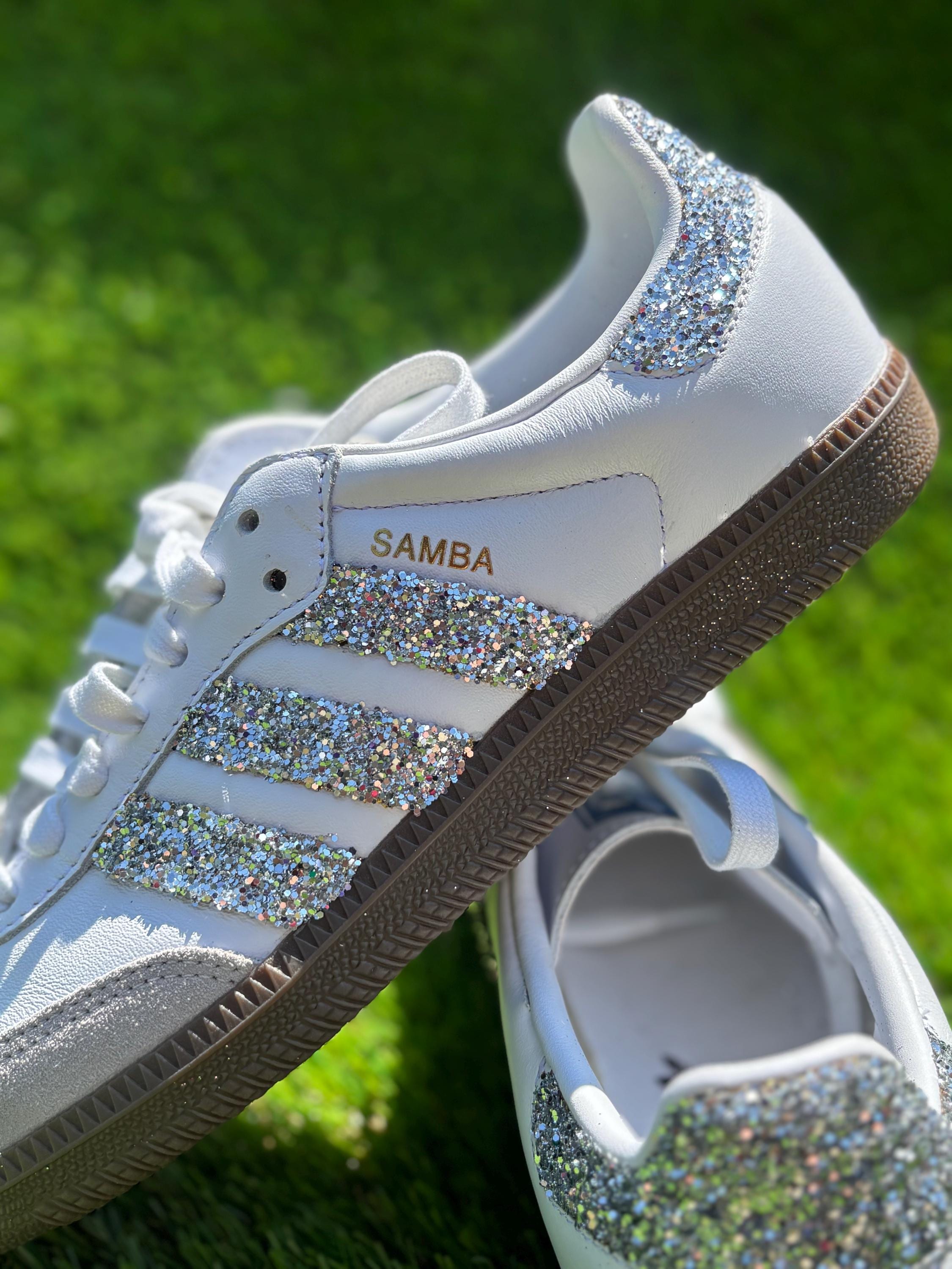 Custom Silver Glitter Adidas Samba OG Glitter Sneakers: Bridal Wedding Shoes  - Etsy