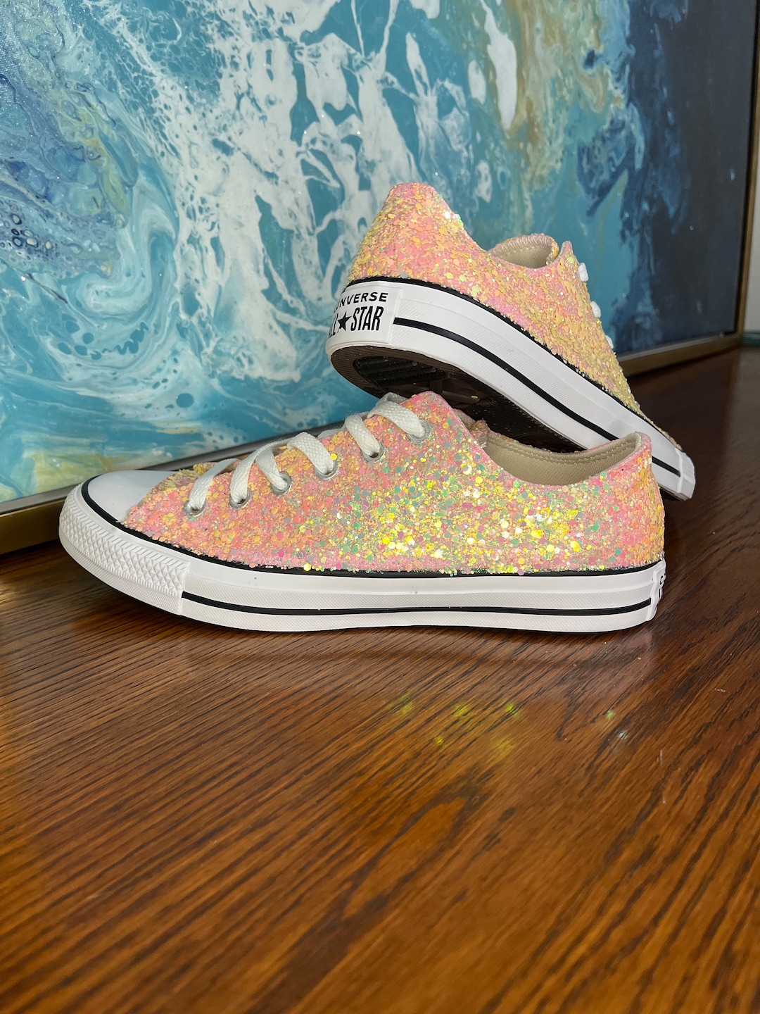 Peach Glitter Converse: Women's Size