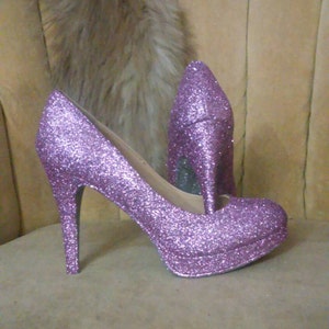 Glitter High Heels. Lavender Purple Heels . Bridal Shoes. - Etsy