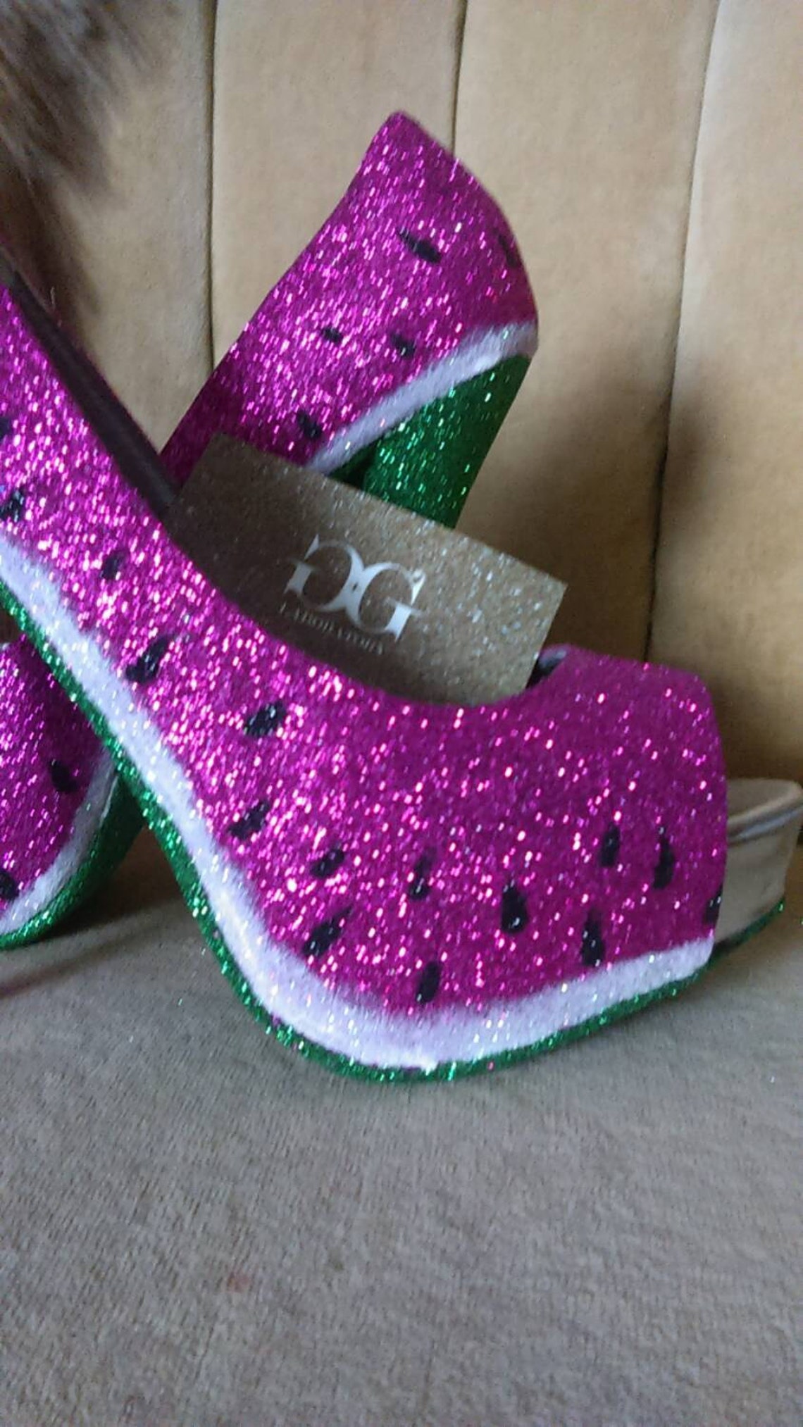 Woman's watermelon high heels sizes 511. Fruit heels. Etsy