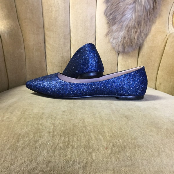 navy blue glitter shoes
