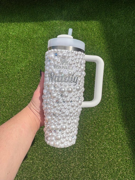 Personalized Pearl & Rhinestone Stanley Quencher - Custom Name