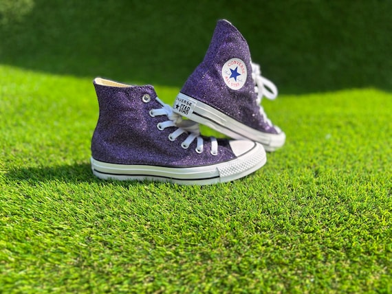 Custom Dark Purple Glitter Converse All Stars
