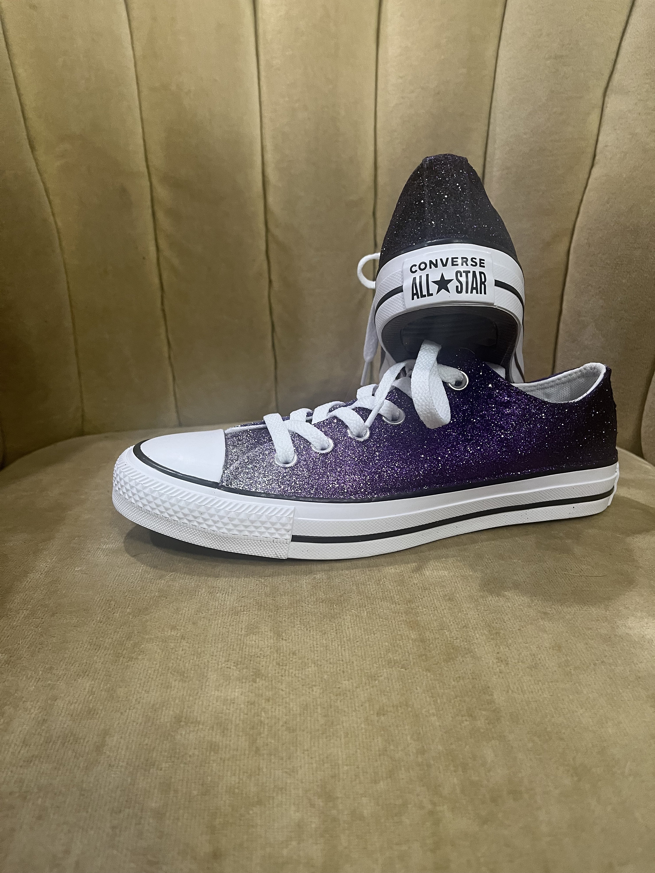 Custom Glitter Converse All Stars, Purple Silver Ombre  display picture 1