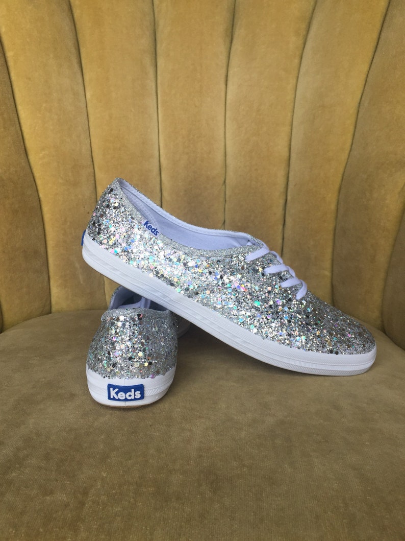 Authentic holographic silver glitter keds. Etsy