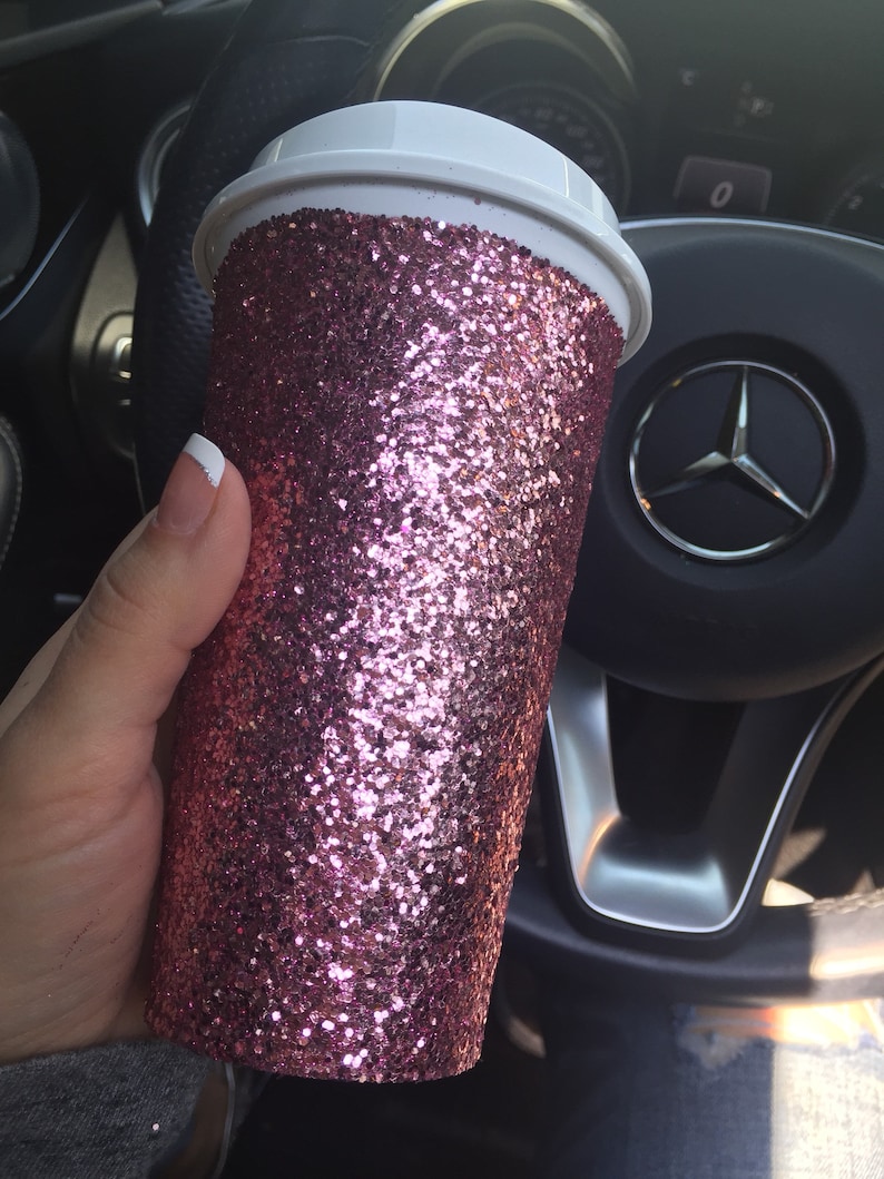 starbucks glass mug with glitter handle