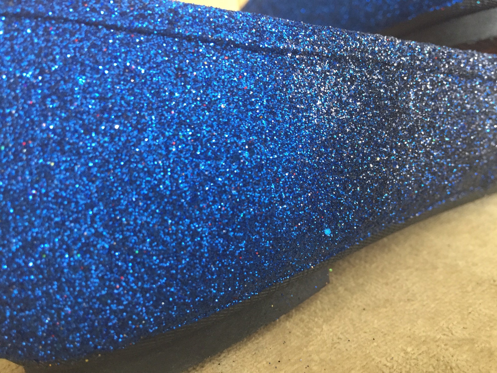 women's custom made to order cobalt blue and navy blue ombre glitter ballet flats. glitter flats. slip on shoes