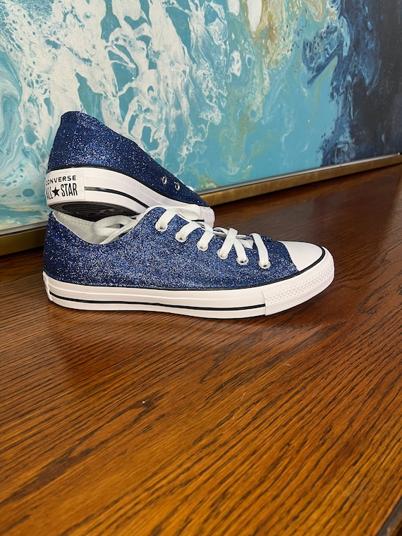 Authentic Converse All Stars in Navy Blue Glitter. Custom Made to Order in Any Color High Top or Low Top Chucks. Etsy UK