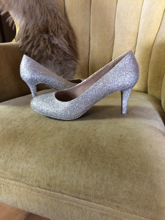 Buy Silver Glitter High Heels. Bedazzled Silver Pumps. Online in India -  Etsy