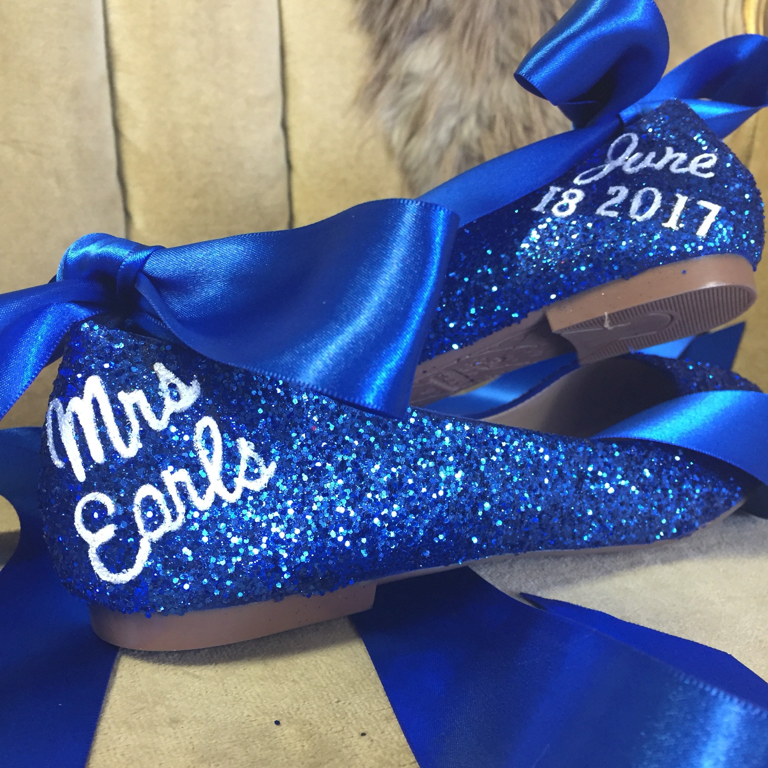 blue sparkle ballet flats