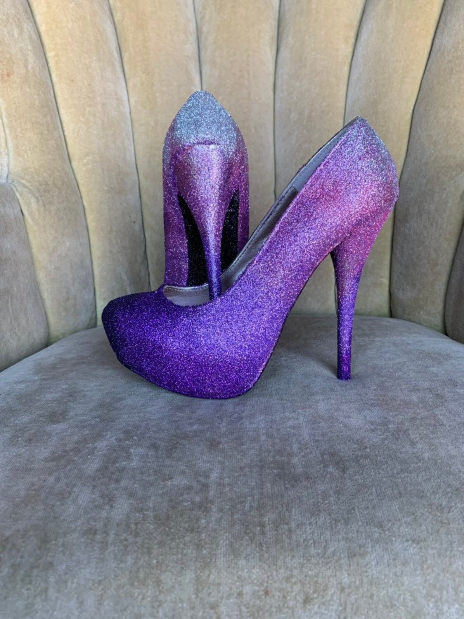 Custom Made to Order. Purple Glitter Ombre High Heels. You Etsy