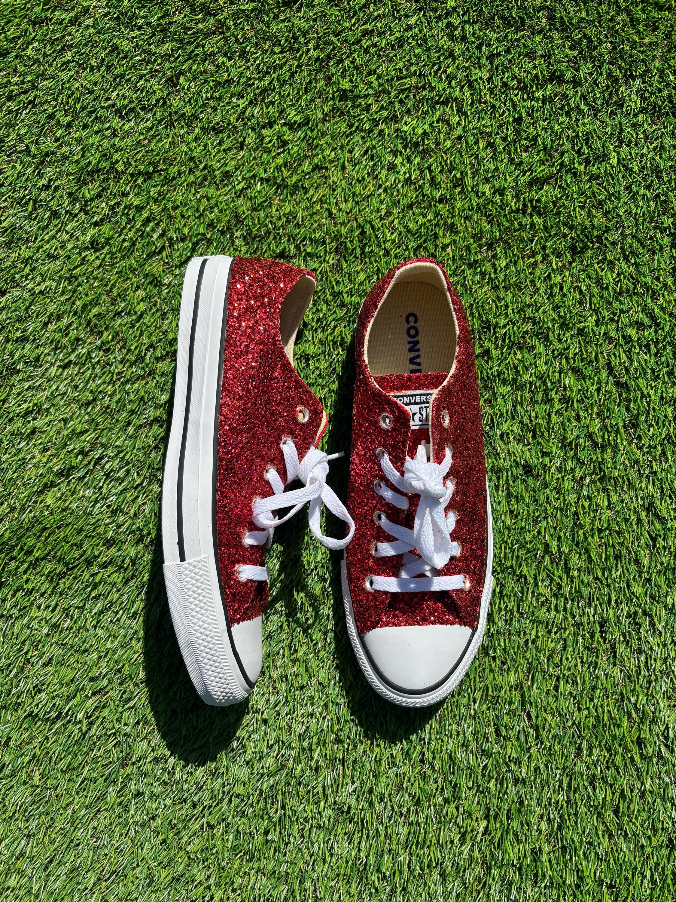 Custom Glittery Red Converse All Stars. Shiny Bright Red Classic Chucks. -  Etsy