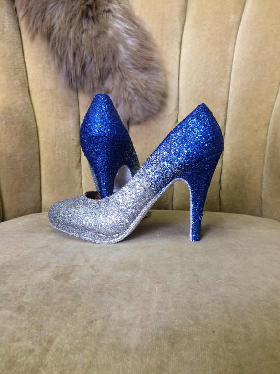 blue glitter high heels