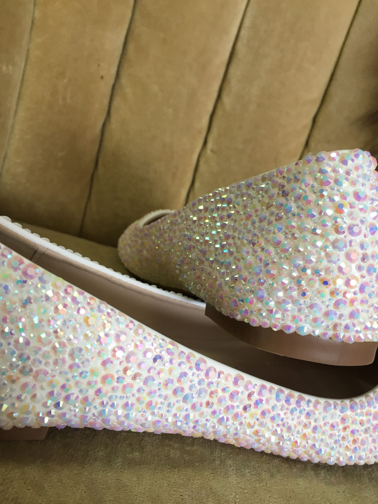 white ab crystal bridal high flats. custom made. strassed ballet flats white ab crystal bridal high flats. custom made. strassed ballet flats