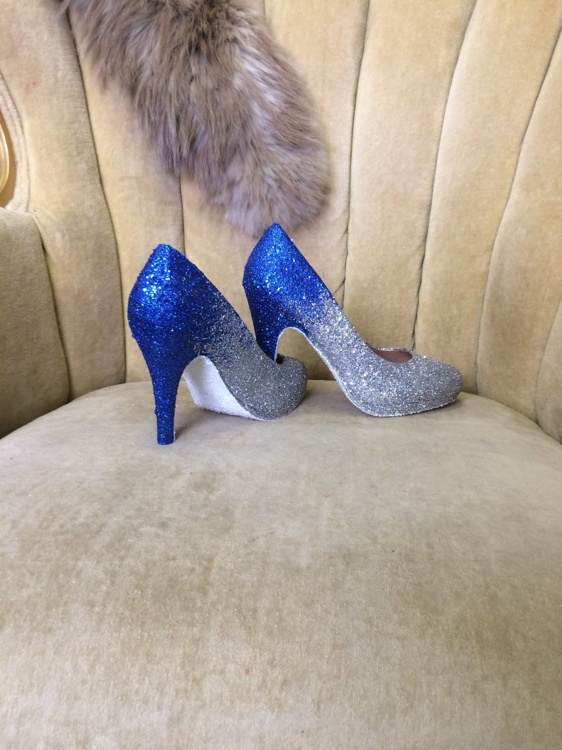 Custom Made Blue and Silver Glitter High Heels. - Etsy