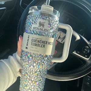 Rhinestone Stanley. Crystal insulated stanley cup. 40oz stanley. Quencher. Frost,  white, silver.