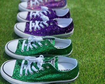 Custom Green Glitter Converse All Stars: Shamrock Chucks