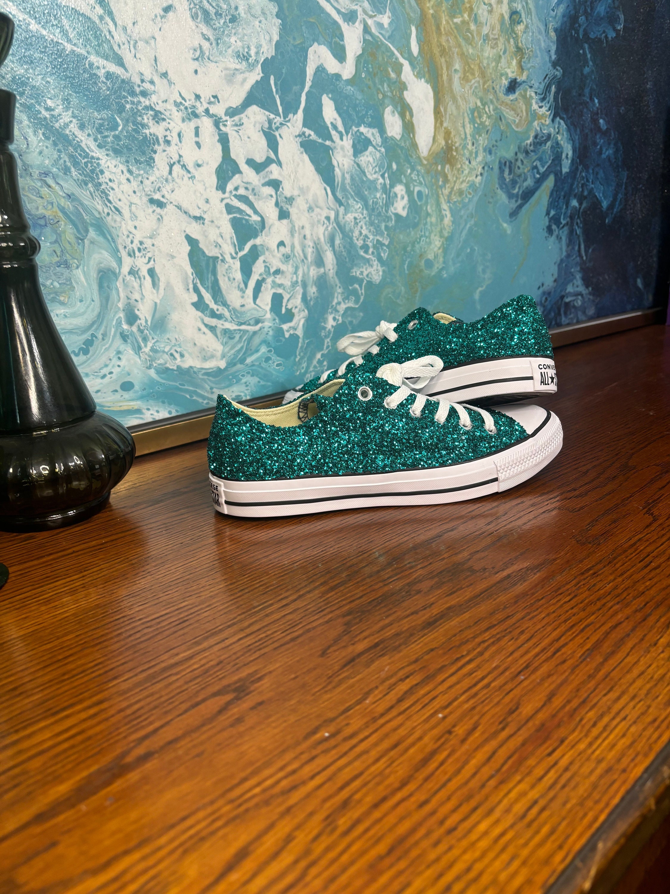 Converse glitter blue sale