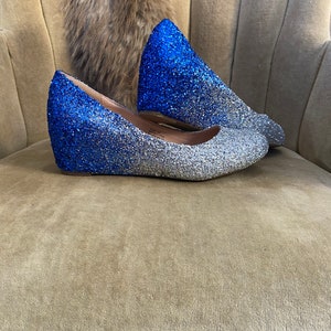 blue sequin dress shoes Men's Blue Glitter Loafers