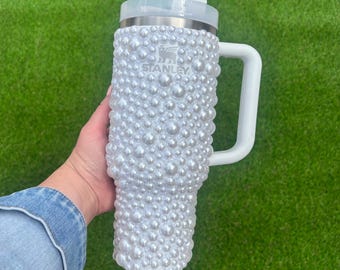 Bicchiere Stanley Quencher White Pearl: tazza termica personalizzata (20, 30 o 40 oz)