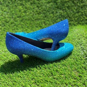 Blue Glitter Ombre High Heels