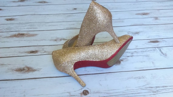 Custom Made Vintage Gold Glitter High Heels. Etsy Canada