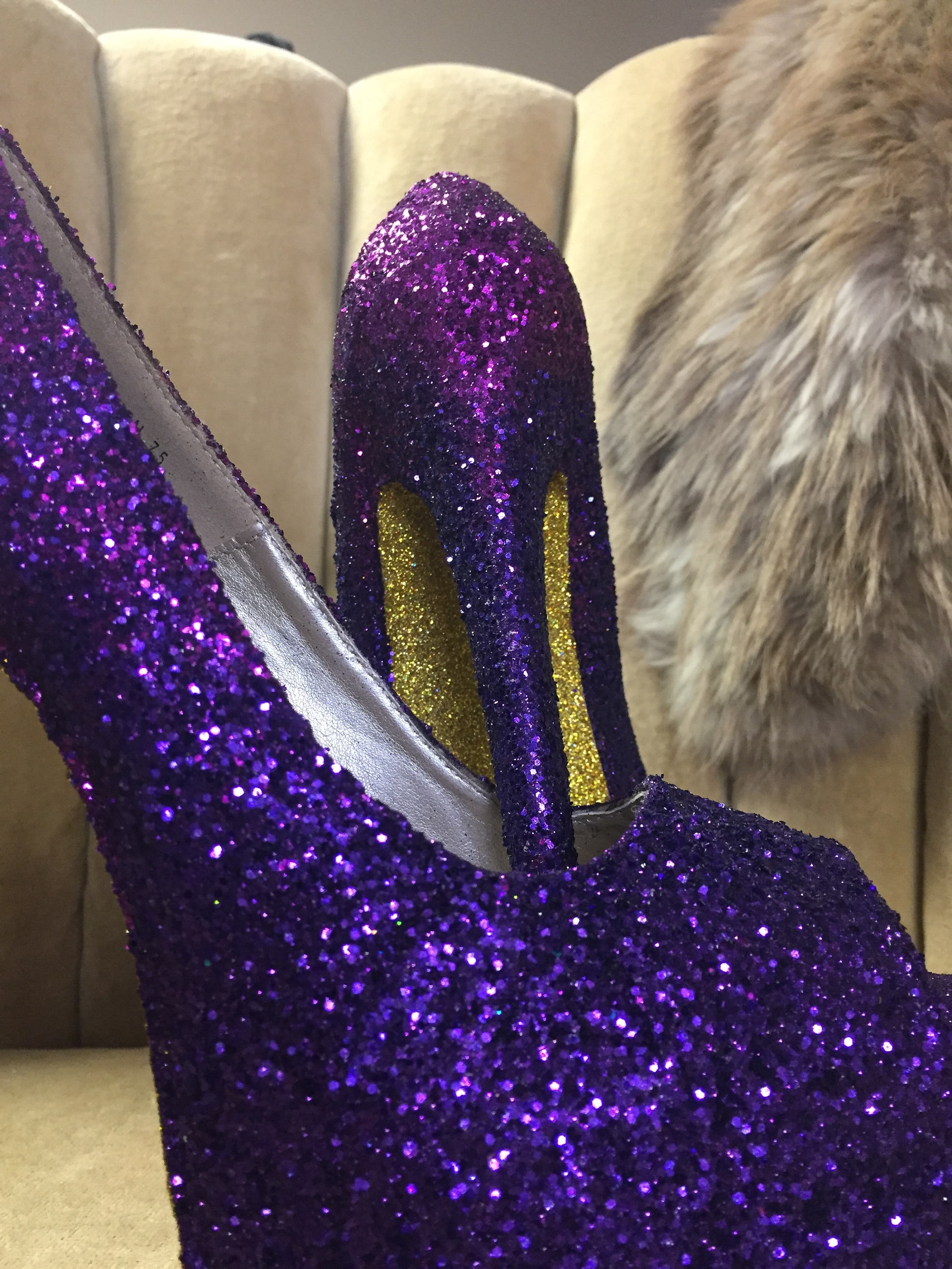 Purple glitter cheap high heels
