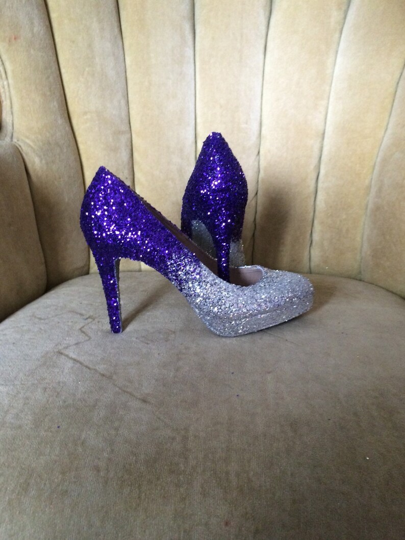 Bridal shoes Purple and silver glitter high heels Sizes 5.5-11 Glitter high heels