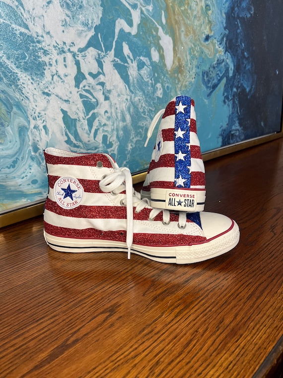 Custom Made American Flag Glitter Flag Shoes. Flag - Etsy