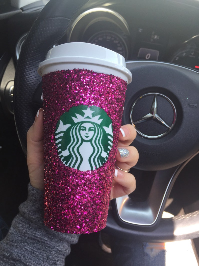 Hot pink glitter Starbucks cup. Authentic grande starbucks Etsy