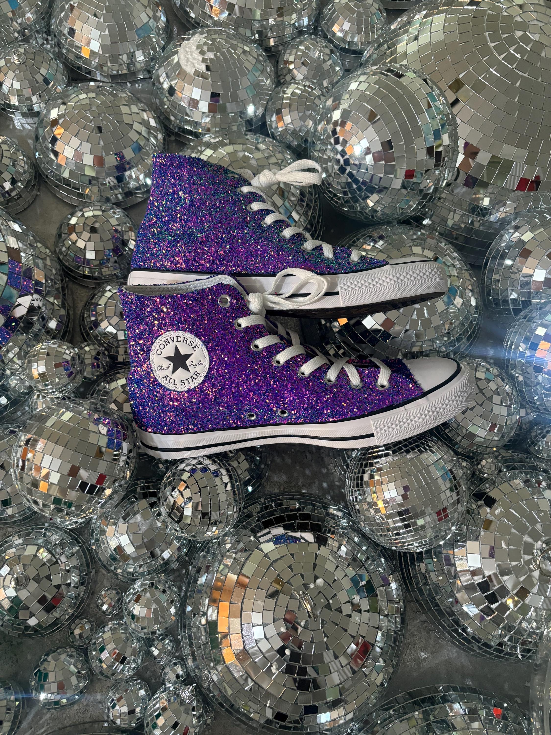 Custom Purple Glitter Converse All Stars - Made to Order - Etsy display picture 1