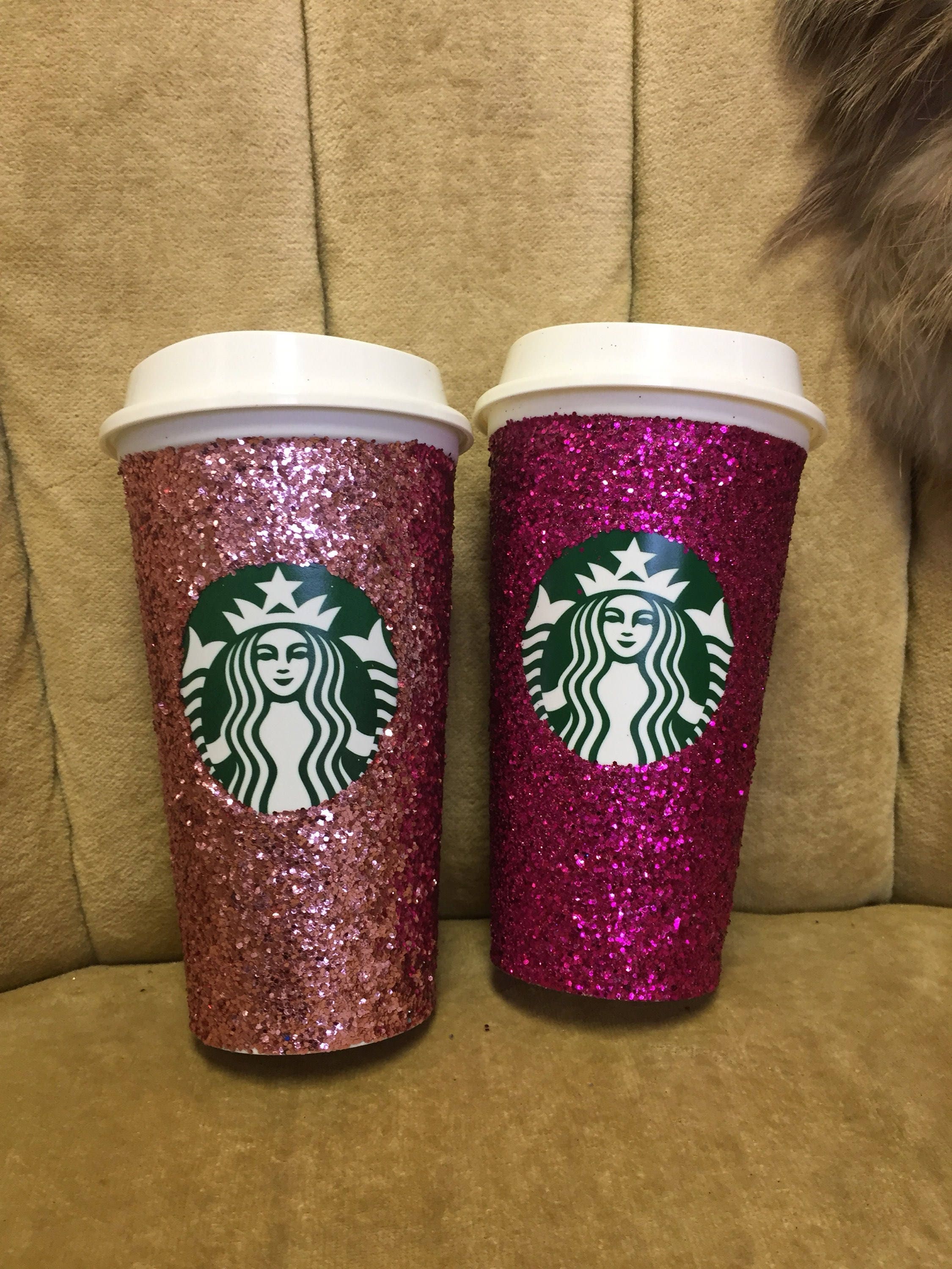 Hot pink glitter Starbucks cup. Authentic grande starbucks Etsy