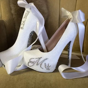 Personalized Wedding High Heels: Mrs. Crystal Glitter Pumps