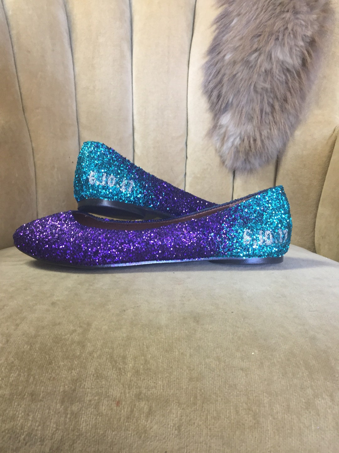 Personalized Ombre Ballet Flats. Teal to Purple Ombre. - Etsy