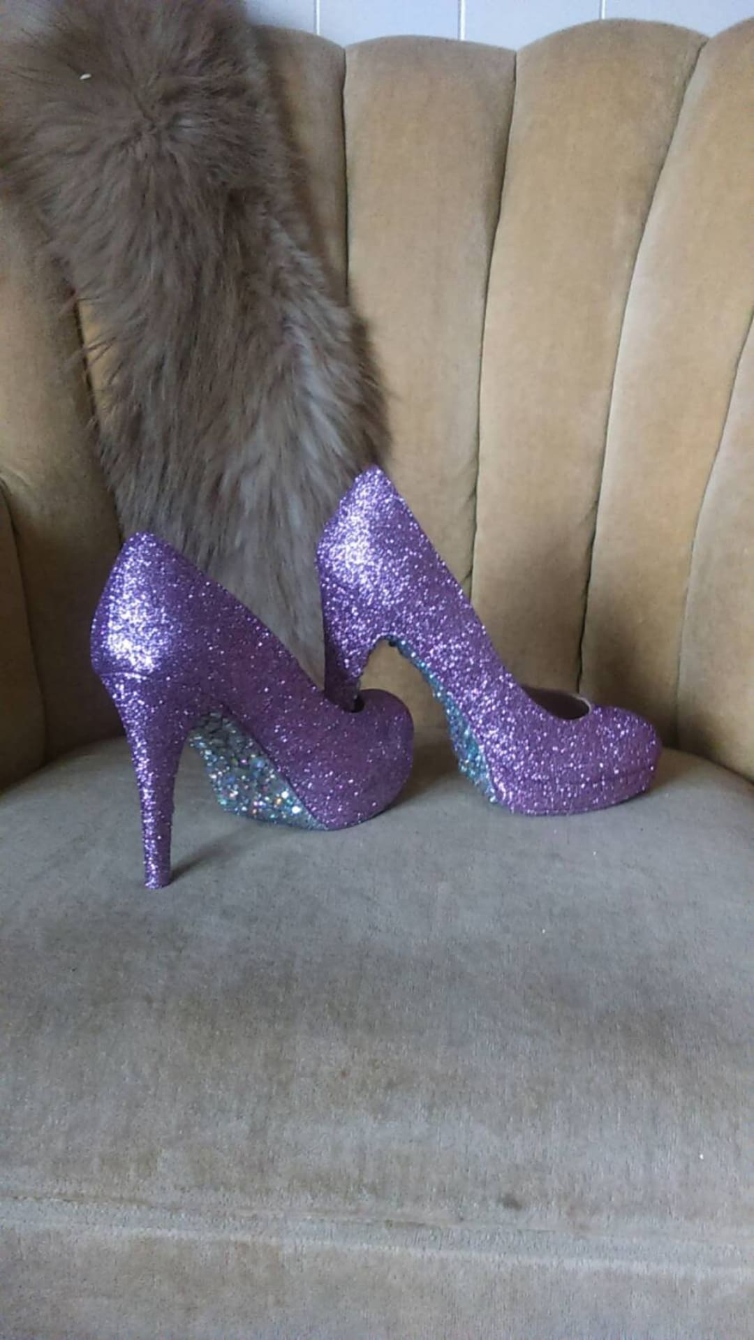 Buy Lavender Glitter High Heels With Crystal Bridal Sizes  Online in India