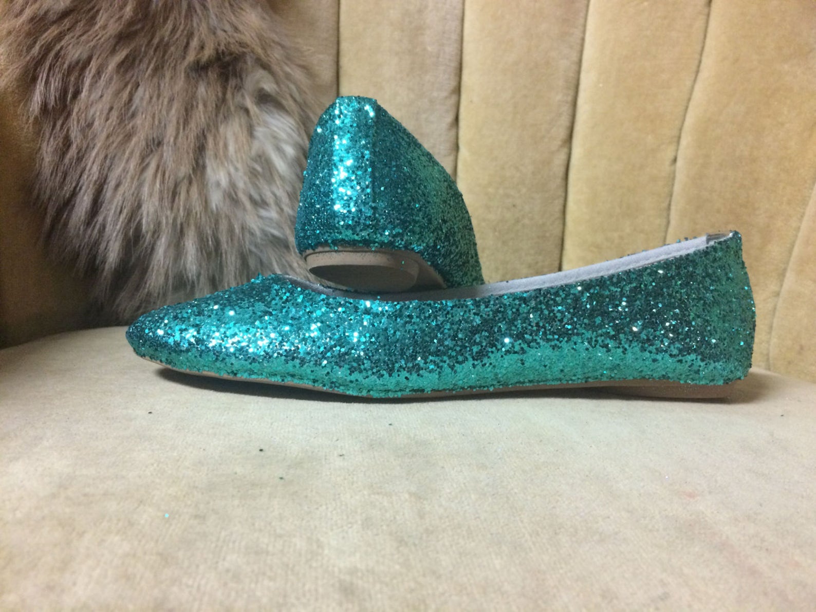woman's custom made to order teal glitter ballet flats. glitter flats. slip on shoes woman's custom made to order teal glitter ballet flats. glitter flats. slip on shoes