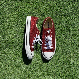 Custom Red Glitter Converse All Stars: Unisex Sneakers