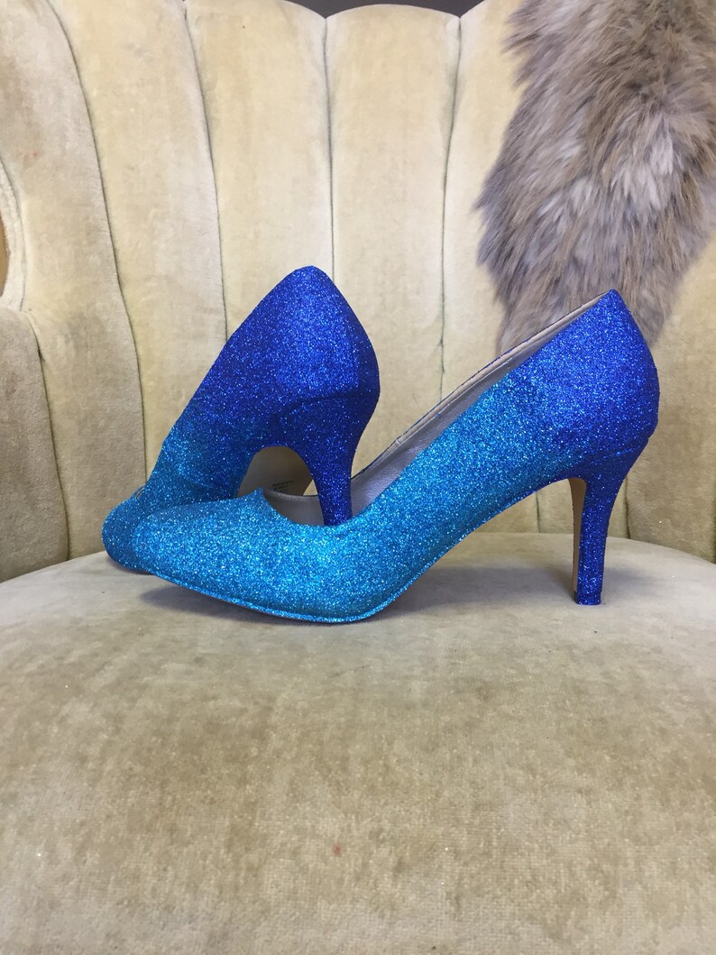 Blauwe glitter ombre hoge hakken. | Etsy