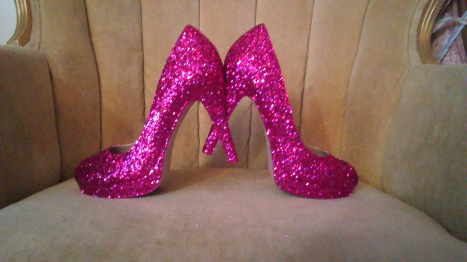 Custom made to order. Glitter high heels. Hot pink glitter | Etsy