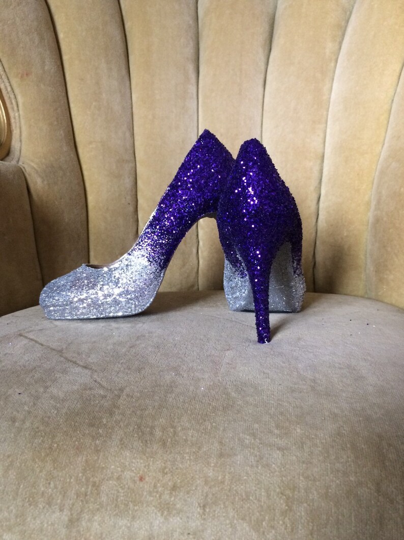Bridal shoes Purple and silver glitter high heels Sizes 5.5-11 Glitter high heels