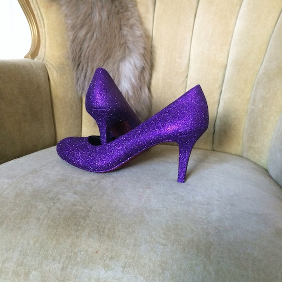 Glitter High Heels Purple And Red Heels Bridal Shoes Etsy