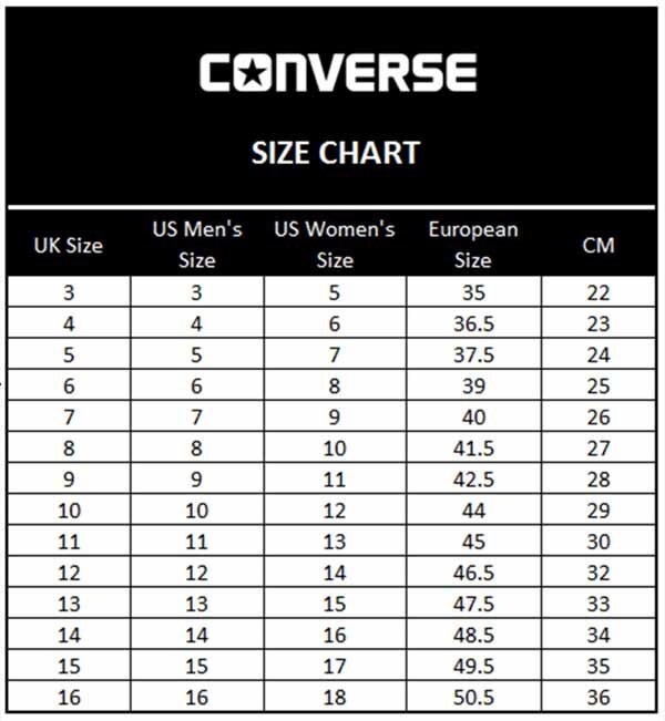 Converse uk 2024 us size chart