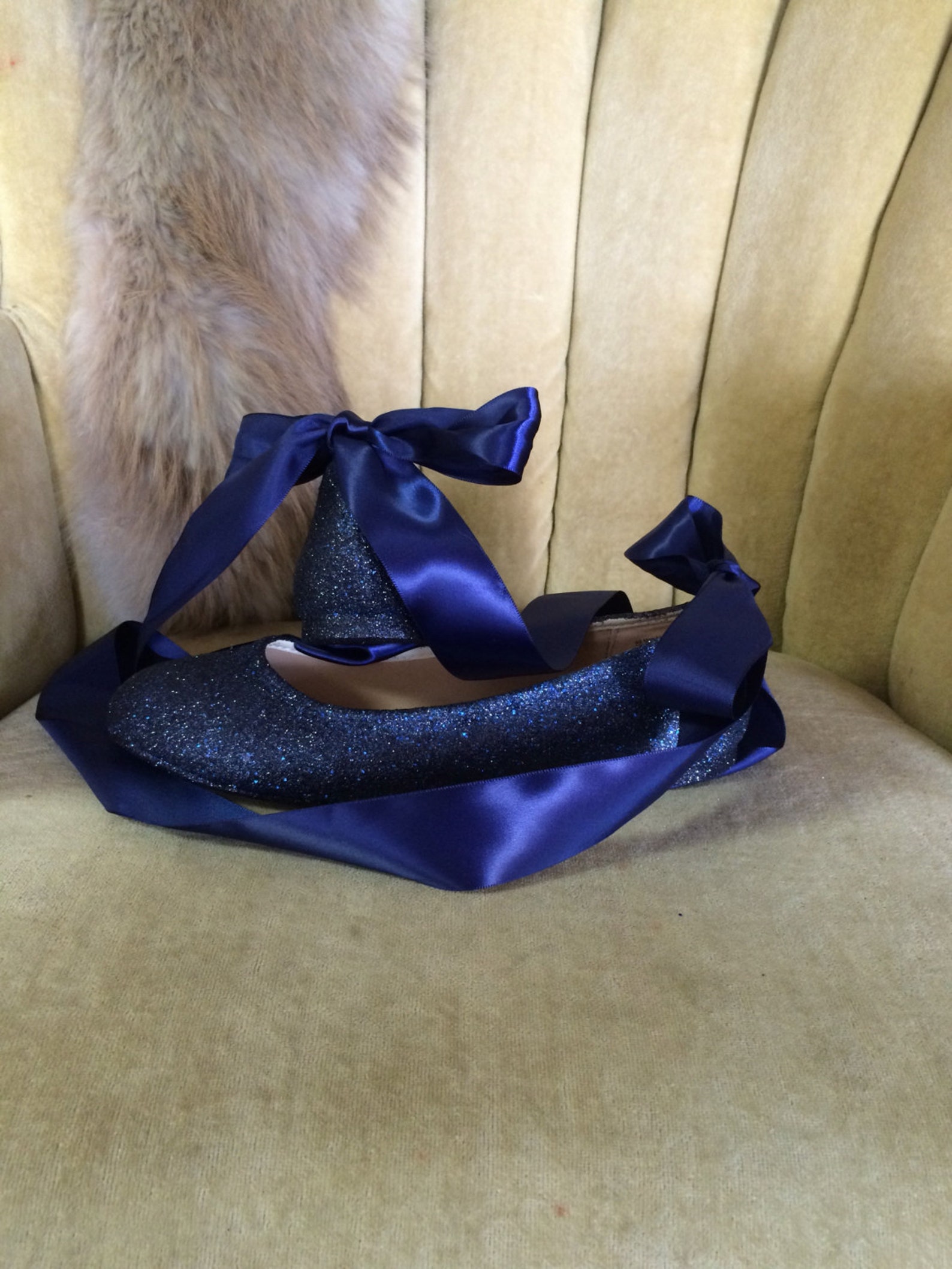 blue glitter lace up ballet flats. custom made to order. women's sizes only. blue glitter lace up ballet flats. custom made to order. women's sizes only.