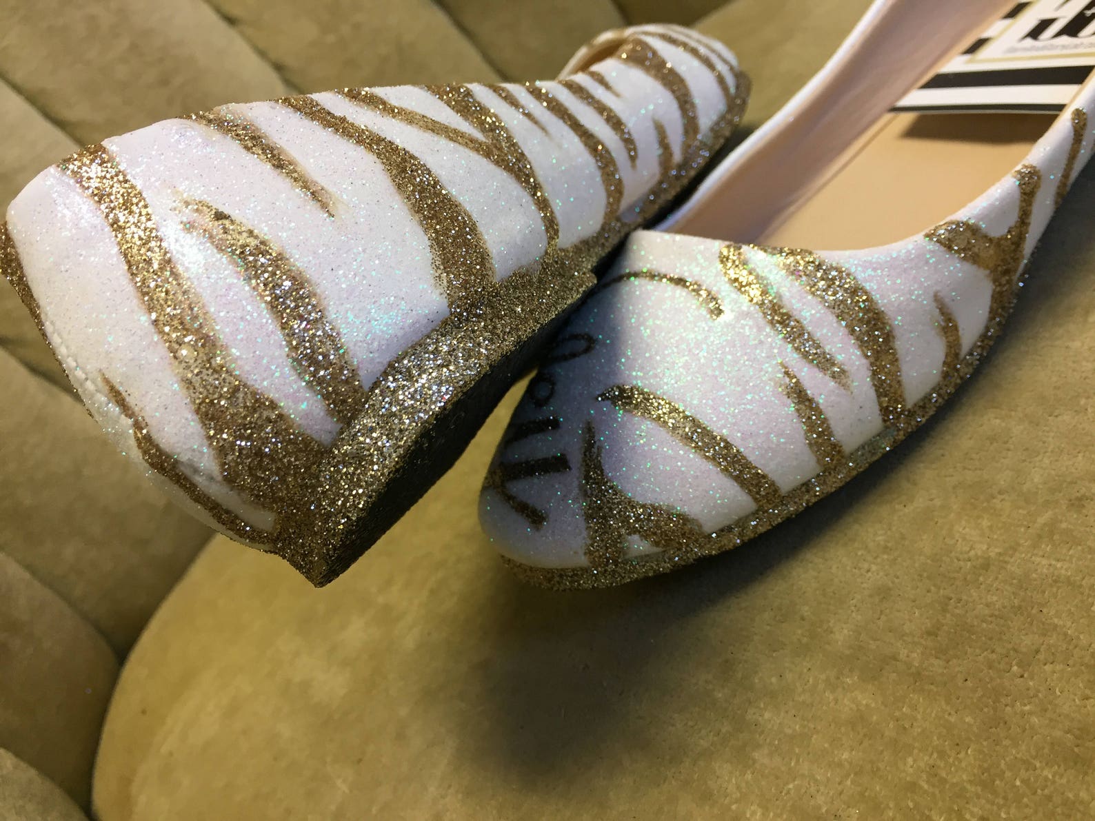 glitter flats. zebra ballet flats. gold and white. glitter flats. zebra ballet flats. gold and white.
